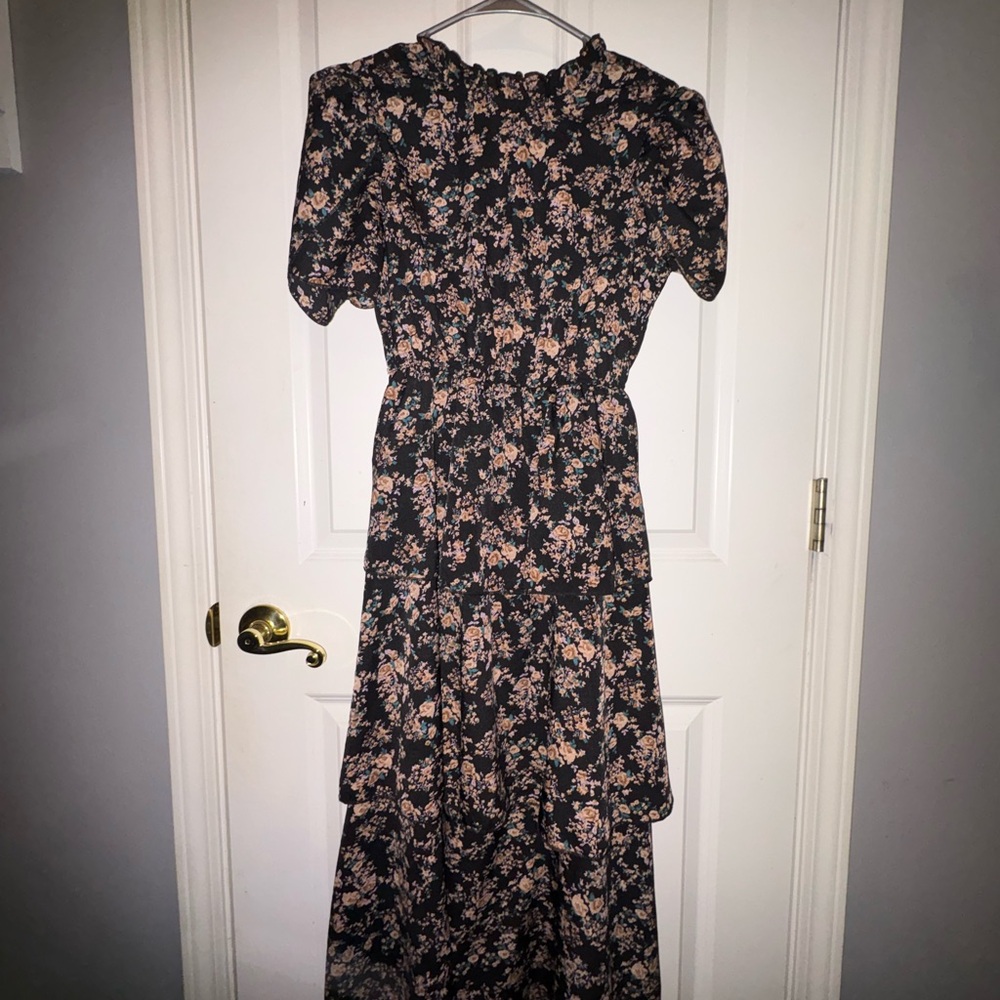 Floral Black and Pink Women's Dress